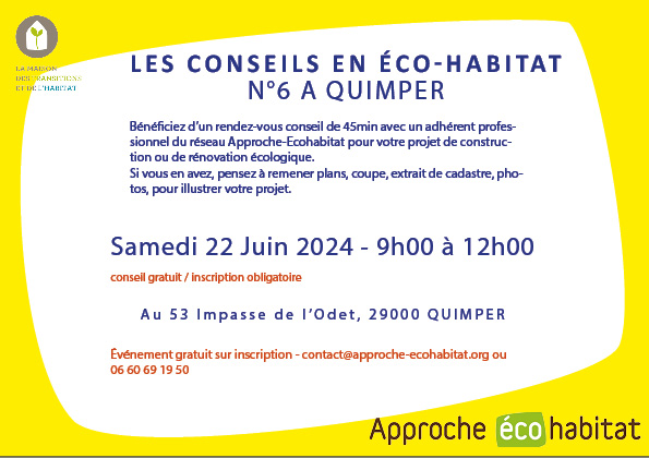 Bénéficiez d’un rendez-vous conseil de 45min avec un adhérent professionnel du réseau Approche-Ecohabitat pour votre projet de construction ou de rénovation écologique. Si vous en avez, pensez à remener plans, coupe, extrait de cadastre, photos, pour illustrer votre projet.