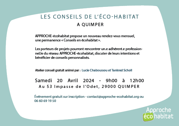 Avril 2024 Conseils en écohabitat Quimper